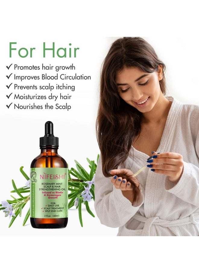 ALIVER 100% Organic Rosemary Oil Serum for Hair Growth, Strengthens Hair, Nourishes Scalp, Skin Care, 2.02 Fl Oz