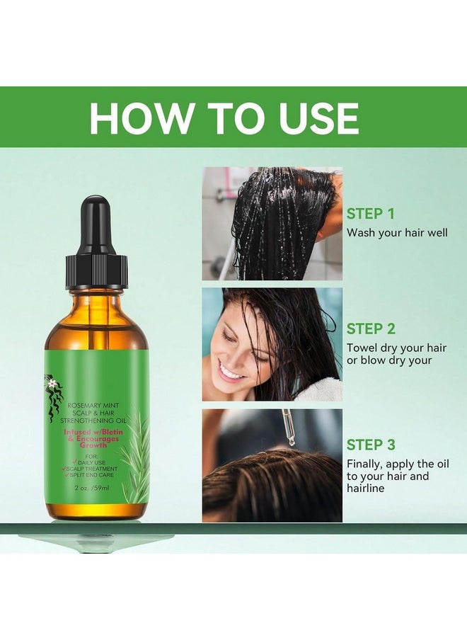 Rosemary Hair Growth Oil and Serum - Dry Scalp Treatment, Hair Thickening Products for Women, Hair Loss Essential Oils for Diffuser (2OZ)
