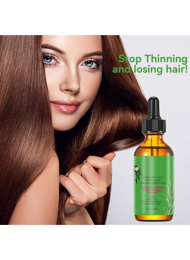 Rosemary Hair Growth Oil and Serum - Dry Scalp Treatment, Hair Thickening Products for Women, Hair Loss Essential Oils for Diffuser (2OZ)