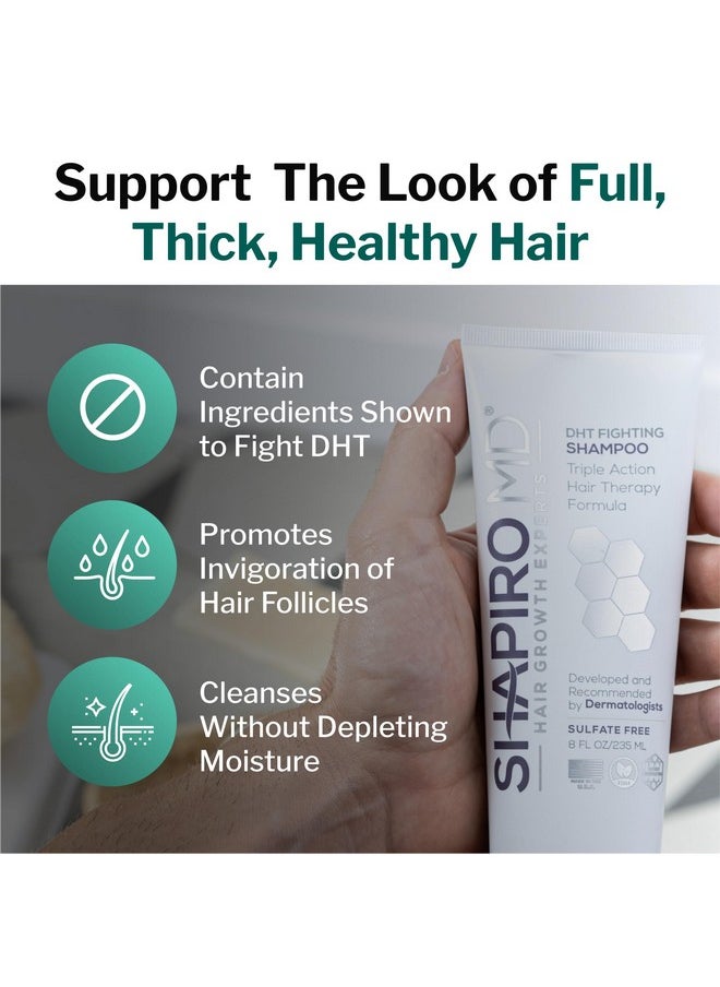 Shapiro MD Hair Growth Experts Hair Loss Shampoo | DHT Fighting Vegan Formula for Thinning Hair Developed by Dermatologists | Experience Healthier, Fuller and Thicker Looking Hair | 1 Month Supply