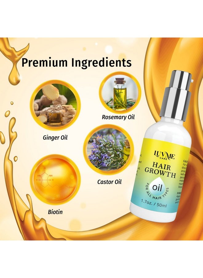 Luv Me Care Biotin Hair Growth Oil Hair Growth Serum for Thicker Longer Fuller Healthier Hair, Prevent Hair Loss & Thinning, All Natural Vitamin Rich Treatment, Women & Men, All Hair Types 1.7 oz