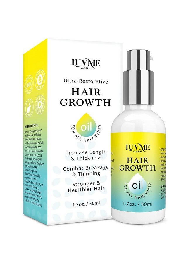 Luv Me Care Biotin Hair Growth Oil Hair Growth Serum for Thicker Longer Fuller Healthier Hair, Prevent Hair Loss & Thinning, All Natural Vitamin Rich Treatment, Women & Men, All Hair Types 1.7 oz