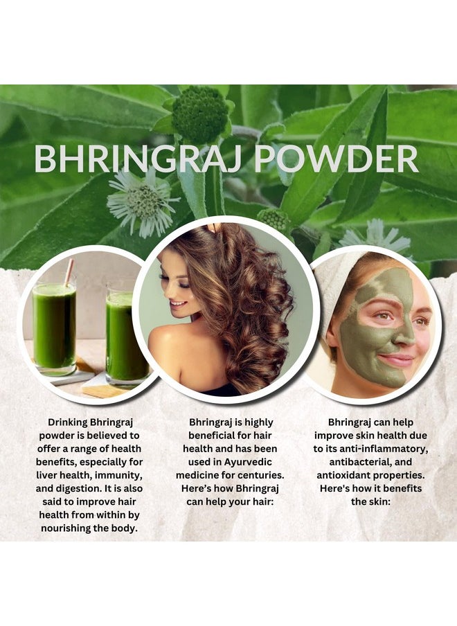 Herbs Botanica Bhringraj Powder Organic Eclipta Alba False Daisy Karisalankanni Bhringrajasava Powder Nourish Your Hair Naturally for Radiant Locks 5.3 oz / 150 gms