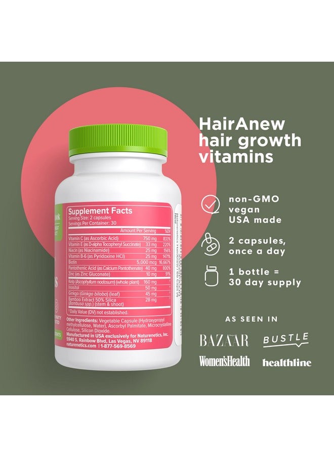 Naturenetics HairAnew Hair Growth Vitamins for Women & Men - Hair Vitamins For Faster Hair Growth & Thickness - Part of Proceeds go to Hair Loss Charity - Vegan Hair Supplement For Hair Skin Nails (1)
