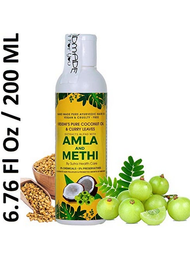 Vriddhi Amla Hair Oil with Methi & Curry Leaves - Ayurvedic Hair Oil for Hair Fall, Dandruff, Promotes Hair Growth, Healthy Scalp - 200ml