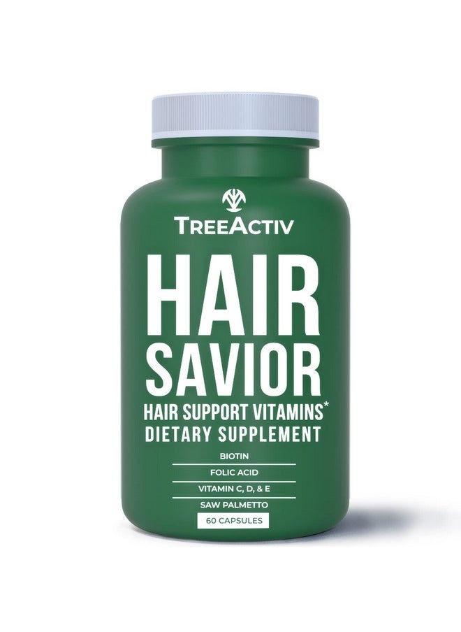 TreeActiv Hair Savior, Hair Vitamins for Faster Hair Growth, Hair Growth Supplement with Biotin, Vitamins for Hair Growth Women and Men, Hair Growth Vitamins and Collagen Supplements, 60 Capsules