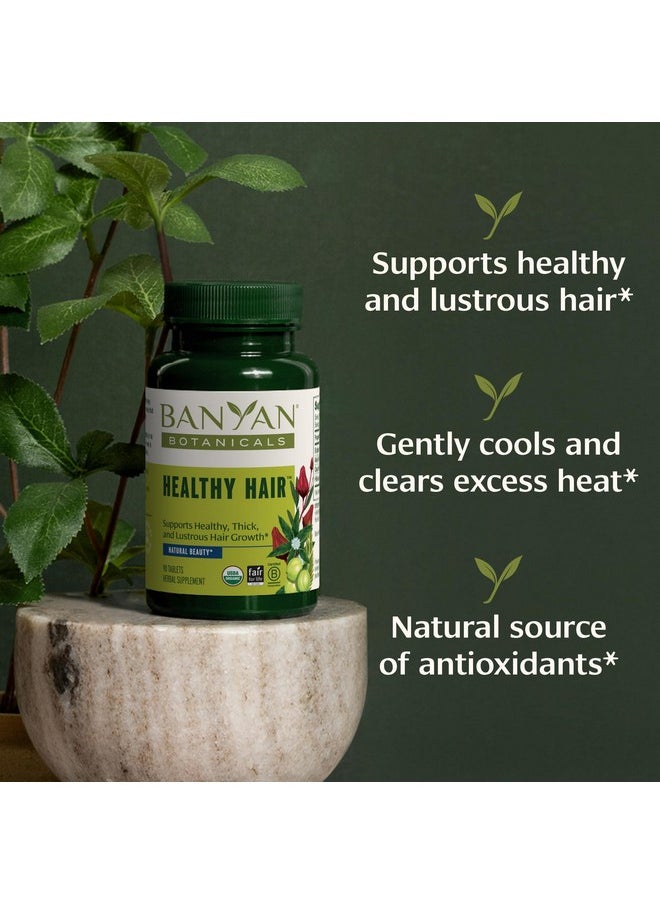 Banyan Botanicals Healthy Hair Tablets - Organic Hair Supplement with Amla & Bhringaraj - Ayurvedic Hair Care for Healthy, Thick & Lustrous Hair* - 90 Tablets - Non GMO Sustainably Sourced Vegan