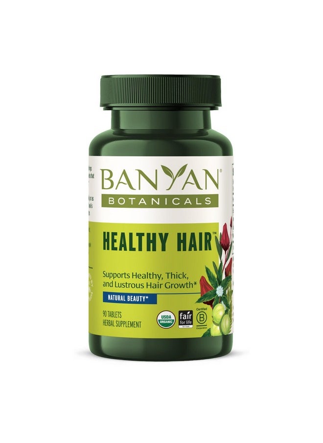 Banyan Botanicals Healthy Hair Tablets - Organic Hair Supplement with Amla & Bhringaraj - Ayurvedic Hair Care for Healthy, Thick & Lustrous Hair* - 90 Tablets - Non GMO Sustainably Sourced Vegan