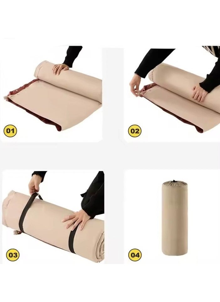 Self-Inflating Camping Sleeping Mat with Pillow, Ultra-Light Foam Mattress, Beige