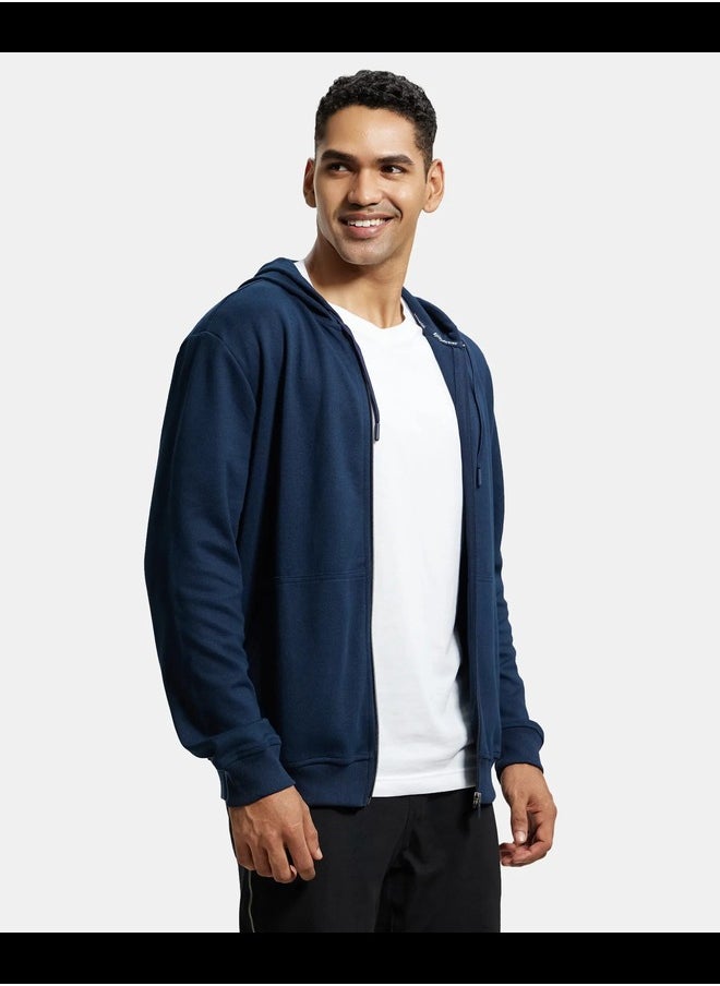 Jockey AM61 Men's Super Combed Cotton Rich Pique Fabric Ribbed Cuff Hoodie Jacket