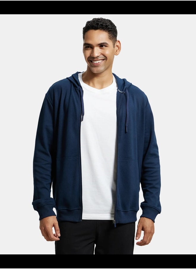 Jockey AM61 Men's Super Combed Cotton Rich Pique Fabric Ribbed Cuff Hoodie Jacket