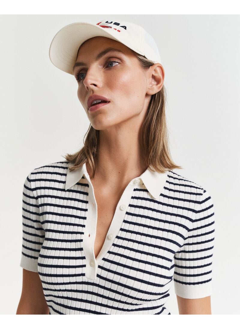 Striped Rib Knit Short Sleeve Rugger