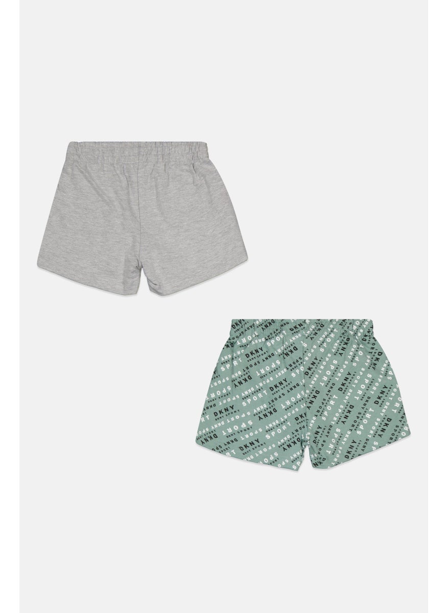 Toddlers Boy 2 Pieces Brand Logo Basic Shorts, Grey Combo
