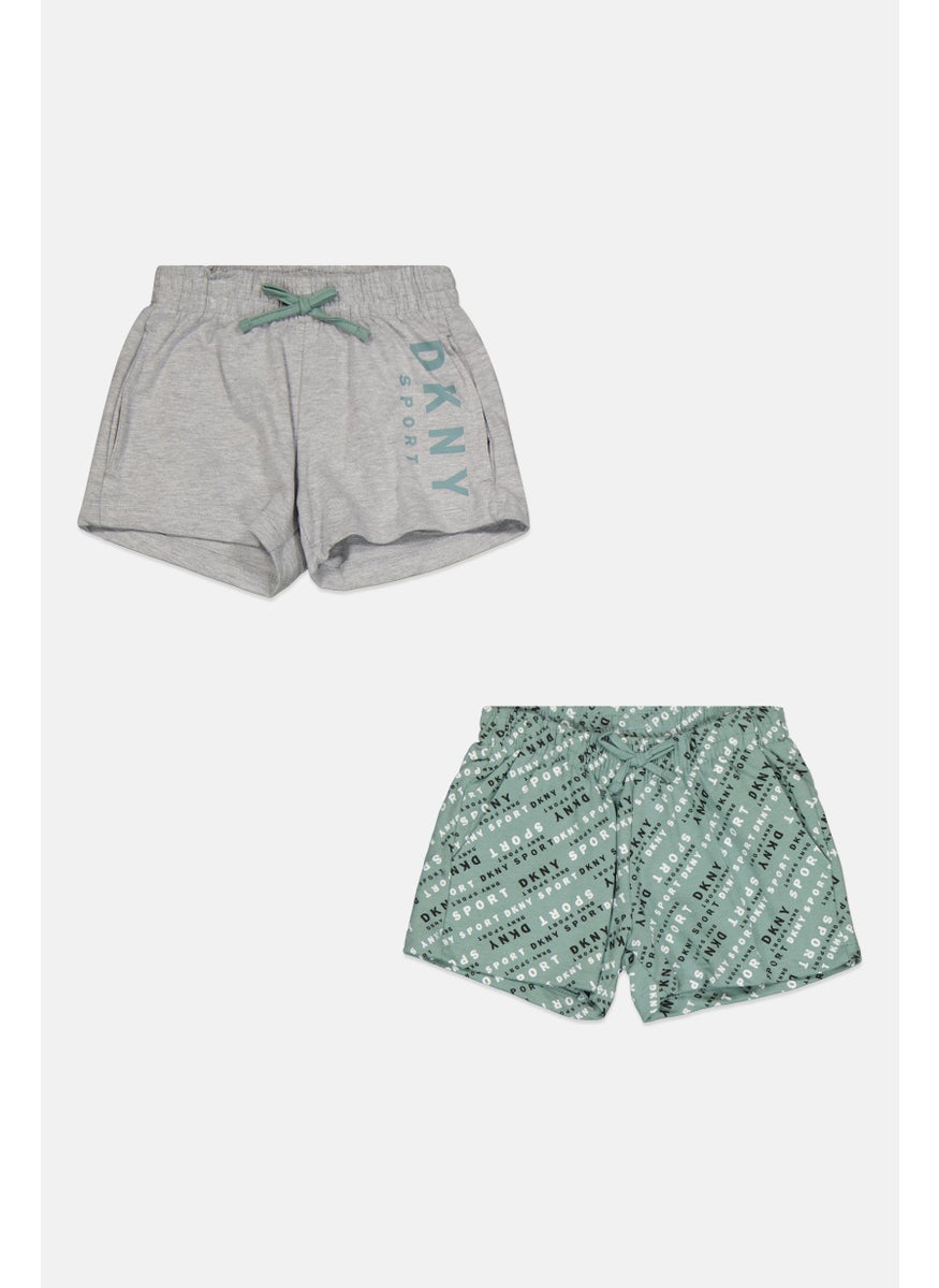 Toddlers Boy 2 Pieces Brand Logo Basic Shorts, Grey Combo