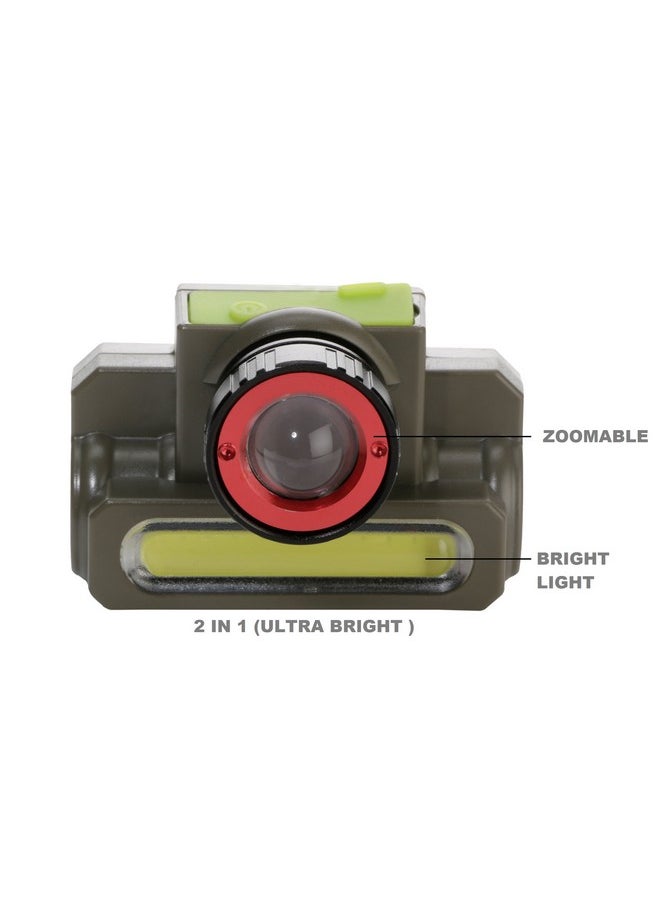 DOCOSS-2 in 1 -Zoomable Ultra Bright Waterproof Cree Rechargeable Headlamp Headlight Head torch Weatherproof LED Flash Light Spotlight Rechargable for Camping Cycling Caving Hiking Hunting Trekking