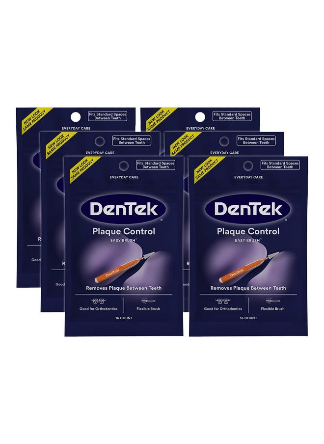 DenTek Easy Brush Advanced Clean Interdental Cleaners, Standard, 16 Count, 6 Pack