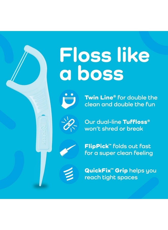 Plackers Twin-Line Dental Flossers, Cool Mint Flavor, Dual Action Flossing System, Easy Storage, Super Tuffloss, 2X The Clean, 300 Count (Pack of 1)