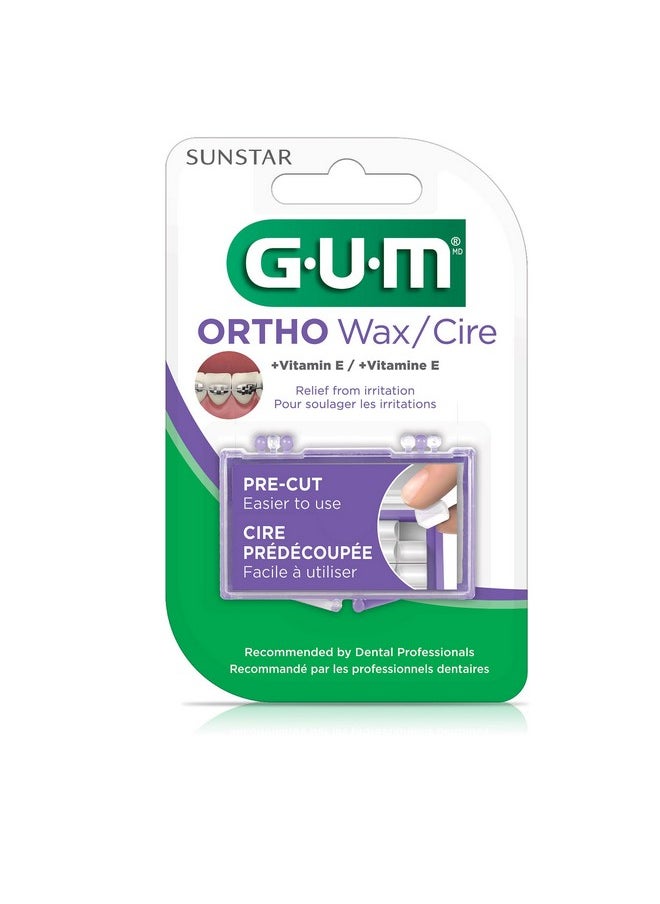 GUM Orthodontic Wax for Braces and Dental Devices - Soothing Dental Wax with Vitamin E and Aloe Vera - Clear Color - Unflavored (6pk)