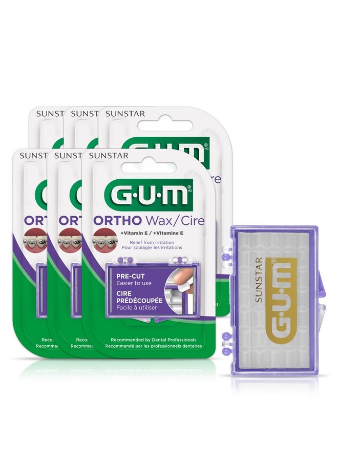 GUM Orthodontic Wax for Braces and Dental Devices - Soothing Dental Wax with Vitamin E and Aloe Vera - Clear Color - Unflavored (6pk)