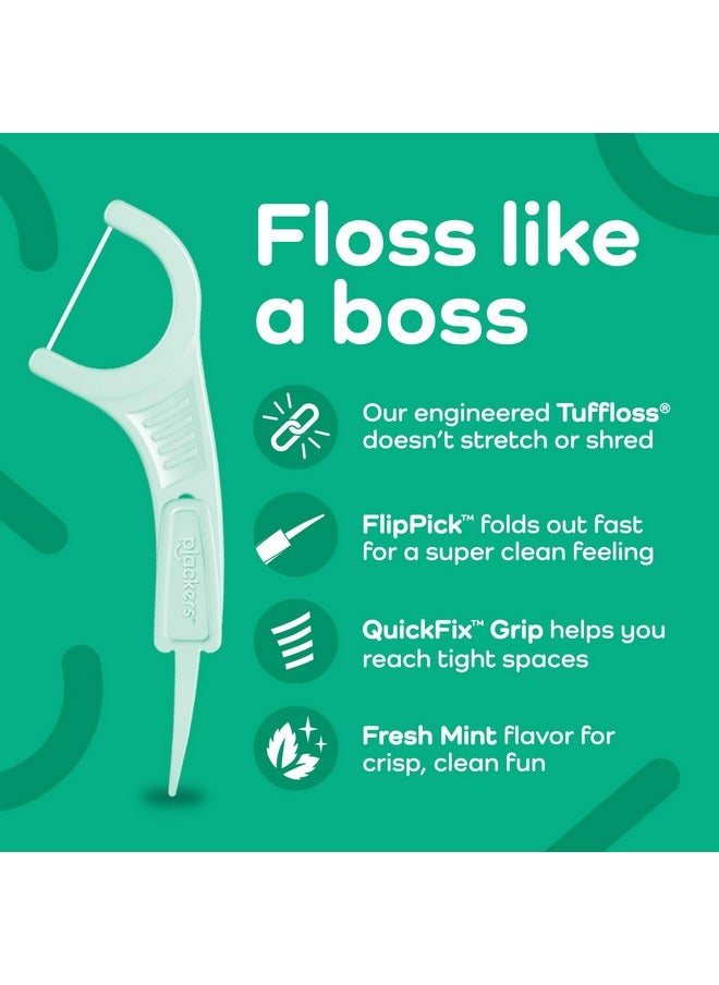 Plackers Micro Line Dental Floss Picks, Fold-Out FlipPick, Tuffloss, Easy Storage with Sure-Zip Seal, Fresh Mint Flavor, 300 Count