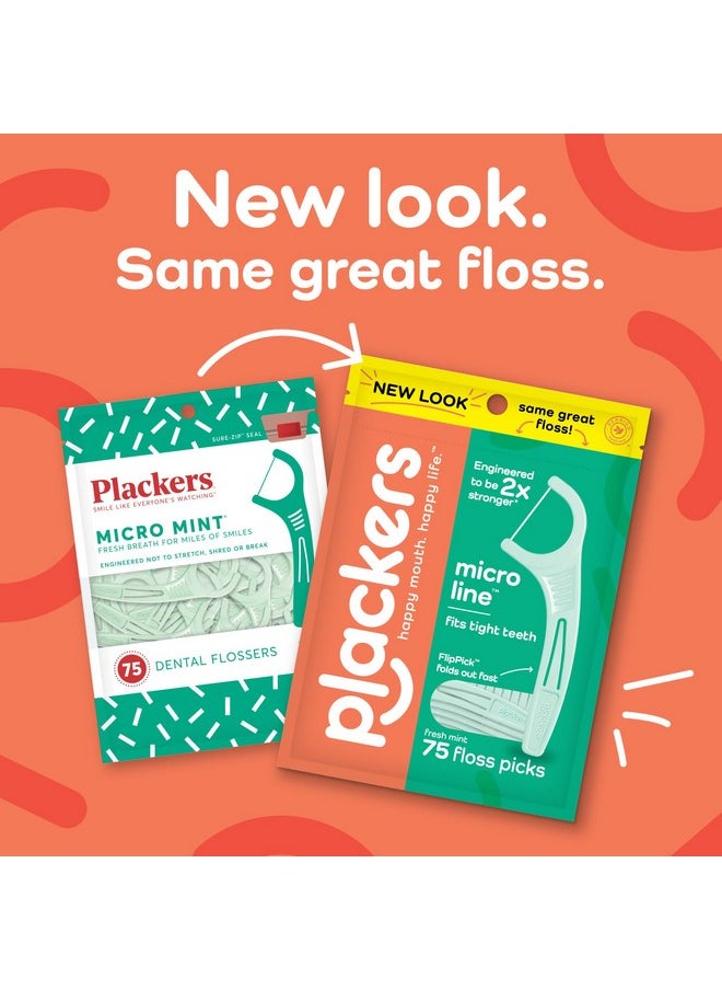 Plackers Micro Line Dental Floss Picks, Fold-Out FlipPick, Tuffloss, Easy Storage with Sure-Zip Seal, Fresh Mint Flavor, 300 Count