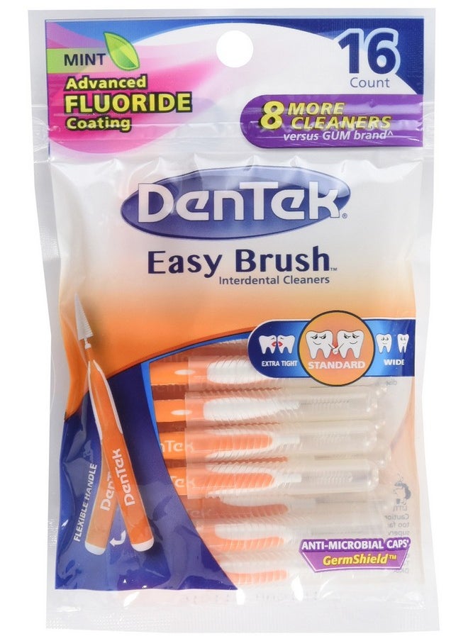 DenTek Easy Brush Dental Cleaners, Standard, 16 Count (Pack of 6)