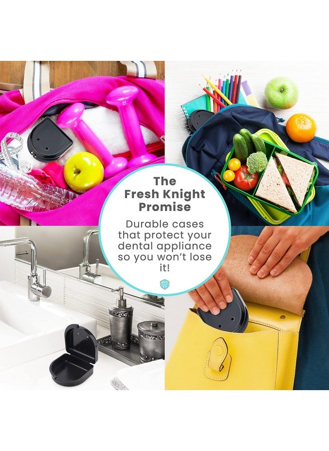 FRESH KNIGHT Retainer Case (2 Pack). Retainer Case with Vent Holes. Perfect Denture case, Mouth Guard Case, Aligner Case, Mouth Guard Case, Retainer Cases (Sky Blue)