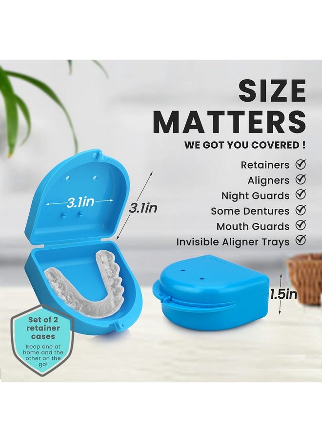 FRESH KNIGHT Retainer Case (2 Pack). Retainer Case with Vent Holes. Perfect Denture case, Mouth Guard Case, Aligner Case, Mouth Guard Case, Retainer Cases (Sky Blue)