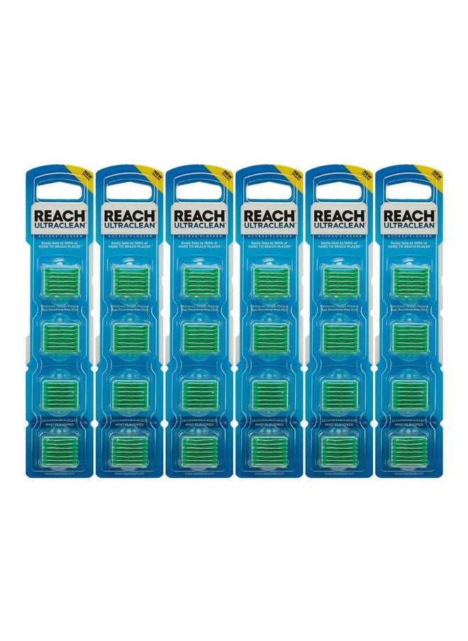 REACH Listerine Ultraclean Access Flosser Refill Heads, Mint, Plaque Remover for Teeth, Shred Resistant, for Hard to Reach Areas, Oral Care, PFAS Free, for Adults & Kids, 6 Pack, 28 Count