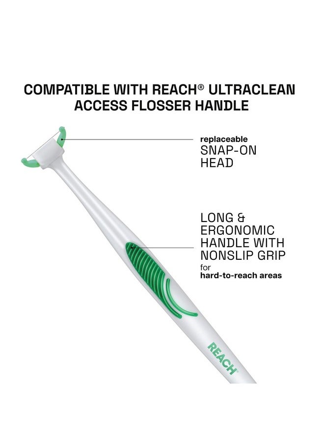 REACH Listerine Ultraclean Access Flosser Refill Heads, Mint, Plaque Remover for Teeth, Shred Resistant, for Hard to Reach Areas, Oral Care, PFAS Free, for Adults & Kids, 6 Pack, 28 Count