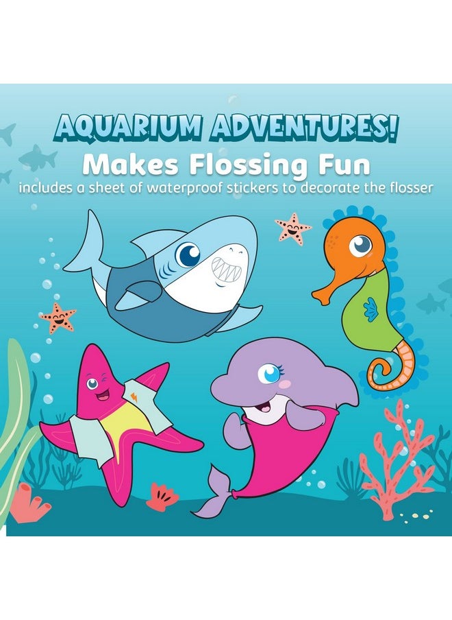 AquaSonic Kids' Water Flosser for Ages 6+ | Standard Nozzle, Orthodontic Nozzle & Waterproof Stickers | 4 Flossing Modes | Aquarium Adventures Theme (Blue)
