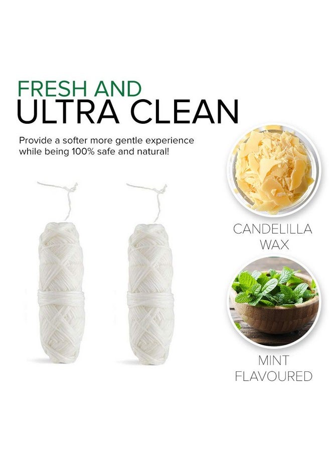 Biodegradable Mint Dental Tooth Lace Floss - 2X Refillable Flossers - 100% Organic Natural and Compostable Teeth Silk Spool - Waxed with Candelilla Wax & Eco-Friendly Zero Waste Packaging