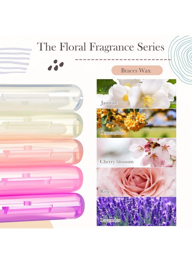 Geiserailie 10 Pack Fruit Flower Flavor Braces Wax Dental Wax for Teeth with Colorful Storage Cases 2 Applicator Tools Orthodontic Wax for Braces Aligners Wearer Oral Appliance, Fruit Floral Fragrance