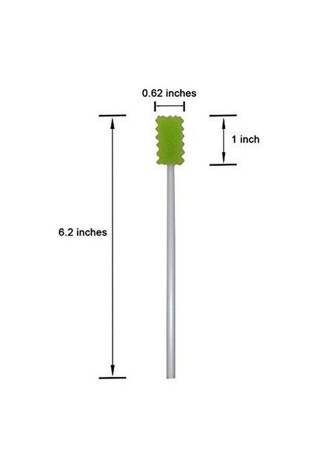 MUNKCARE Treated Oral Swabs with Dentifrice- Flavored Dental Swabs Individually Wrapped Fruit Green Tooth Shape for Oral Cavity Cleaning Sponge Swab, Box of 100 Counts