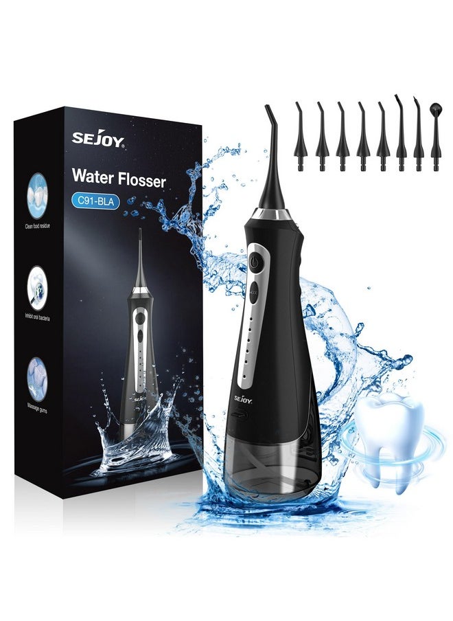 Sejoy Water Flossers for Teeth, Water Flosser Cordless Rechargeable, Water Flosser for Braces for Kids Travel, for Teeth Cleaning, 5 Cleaning Modes 8 Jet Tips, IPX7 Waterproof, 230ml