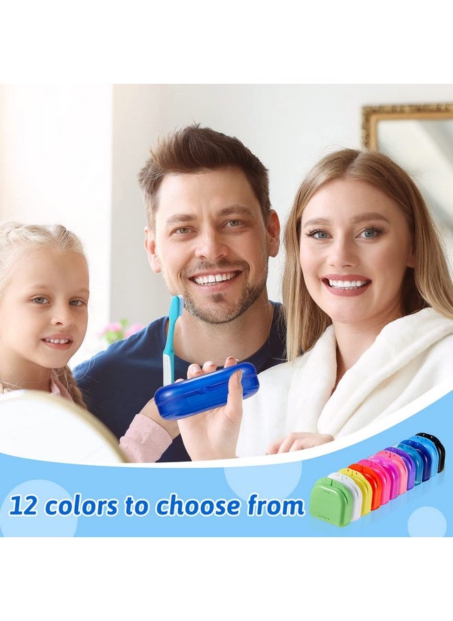 Sherr 120 Pcs Dental Retainer Case with Holes Denture Case 12 Colors Mouth Guard Case Muticolor Retainer Holder False Teeth Container Denture Holder Retainer Container Case for Travel Office Home