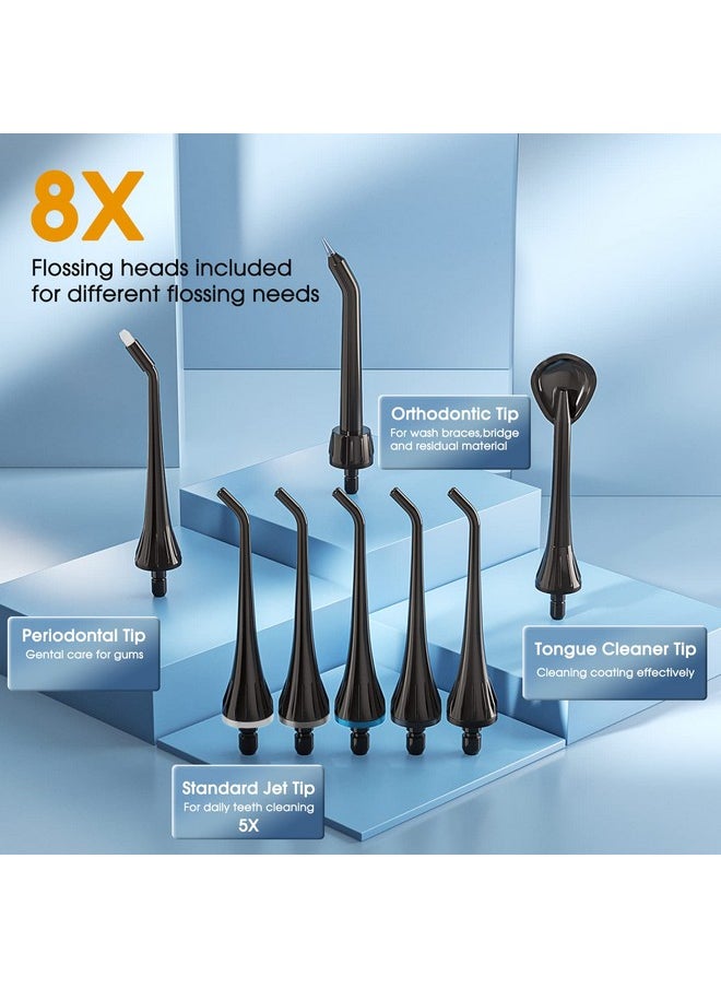 Hangsun Water Flossers for Teeth Cordless Portable Dental Oral Irrigator HOC760 300ML Rechargeable IPX7 Waterproof Water Teeth Cleaner Picks for Home Travel with 8 Jet Tips