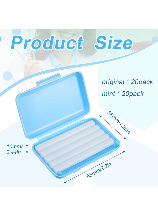 Tondiamo 40 Pack Clear Braces Wax for Teeth Dental Orthodontic Wax for Braces Wearer Tooth Wax for Braces and Oral Appliances with Colorful Storage Case and Smell(Original, Mint)