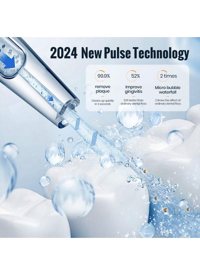 Water Flosser, Mornwell Water Flossers for Teeth - 330ML Tank USB Rechargeable Dental Flosser, IPX7 Waterproof 3 Modes & 4 Jet Tips Portable Dental Oral Irrigator,Professional Water Flosser