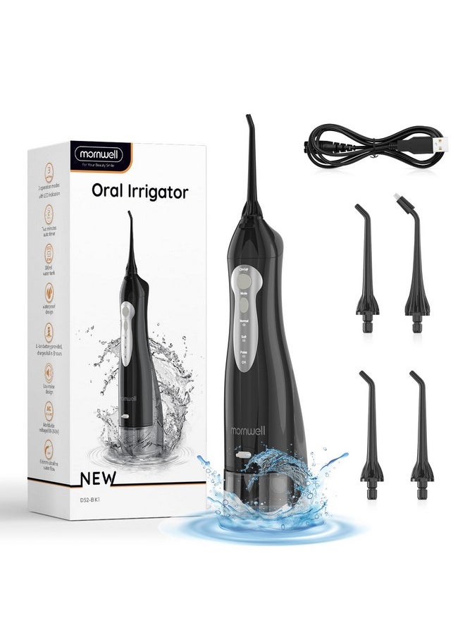 Water Flosser, Mornwell Water Flossers for Teeth - 330ML Tank USB Rechargeable Dental Flosser, IPX7 Waterproof 3 Modes & 4 Jet Tips Portable Dental Oral Irrigator,Professional Water Flosser