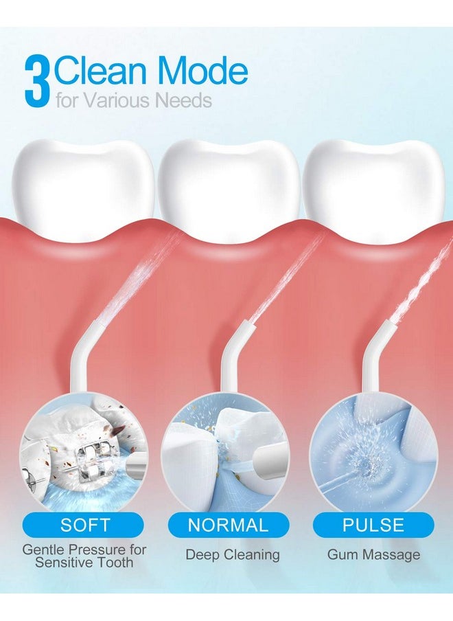Cordless Water Flosser Teeth Cleaner, Nicefeel 300ML 2 Tip Cases Portable and USB Rechargeable Oral Irrigator for Travel, IPX7 Waterproof, 3-Mode Water Flossing with 4 Jet Tips for Home Blue
