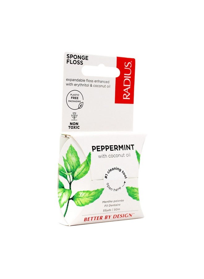 RADIUS Peppermint Dental Floss 55 Yards Vegan and Non-Toxic Oral Care Boost Total Tooth & Gum Protection Clear - Pack of 3