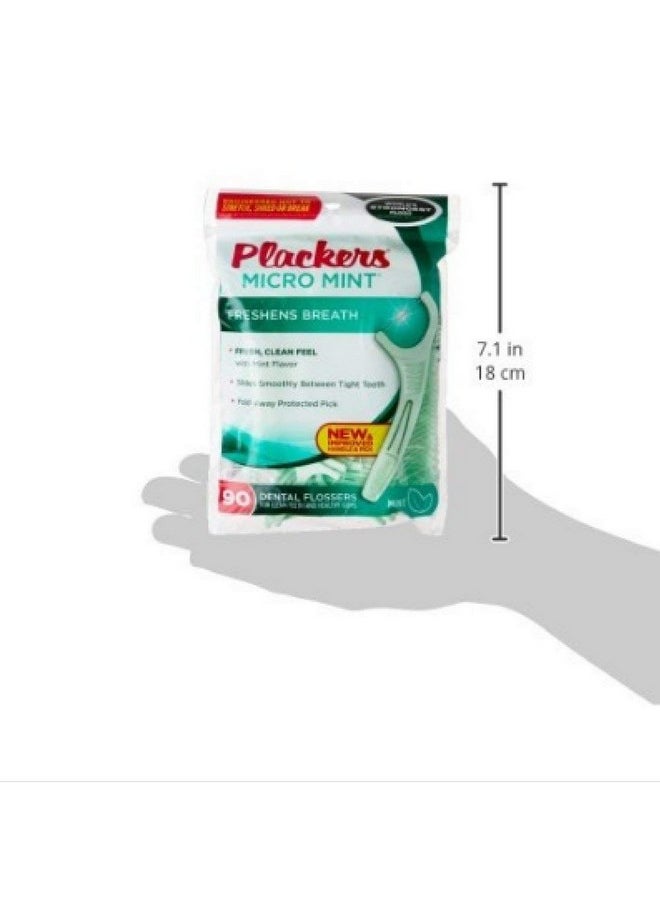 Plackers, Micro Freshens Breath Dental Flossers 90 Each, Mint, 1 Count