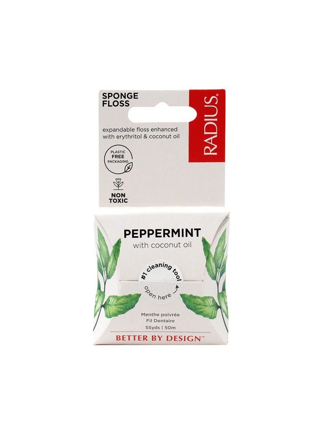 Radius Peppermint Dental Floss 55 Yards Vegan & Non-Toxic Oral Care Boost & Designed to Help Fight Plaque Clear - Pack of 4