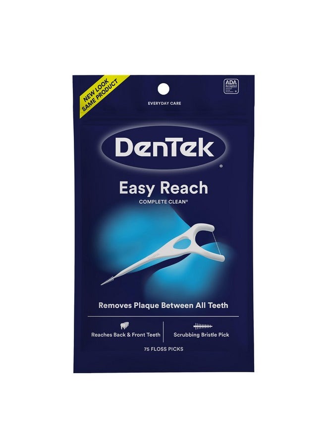 DenTek Complete Clean Easy Reach Floss Picks, No Break & No Shred Floss, 75 Count (Package May Vary)