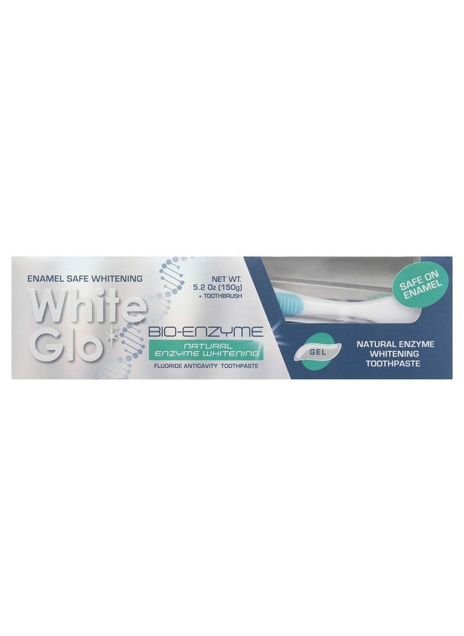 White Glo Bioenzyme 24 Hour Whitening Toothpaste, Dual Whitening Action, Premium Fluoride-Enriched, Natural Enzyme Technology for Enamel Stain Removal, Extracted from Nature - 5.3 Ounces