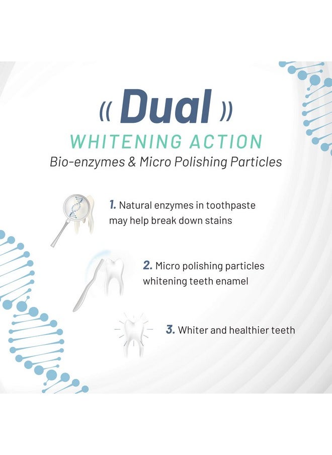 White Glo Bioenzyme 24 Hour Whitening Toothpaste, Dual Whitening Action, Premium Fluoride-Enriched, Natural Enzyme Technology for Enamel Stain Removal, Extracted from Nature - 5.3 Ounces