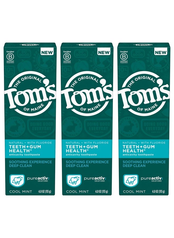 Tom's of Maine PureActiv Teeth + Gum Health* Natural Anticavity Toothpaste Gel 4.0oz , 3-Pack