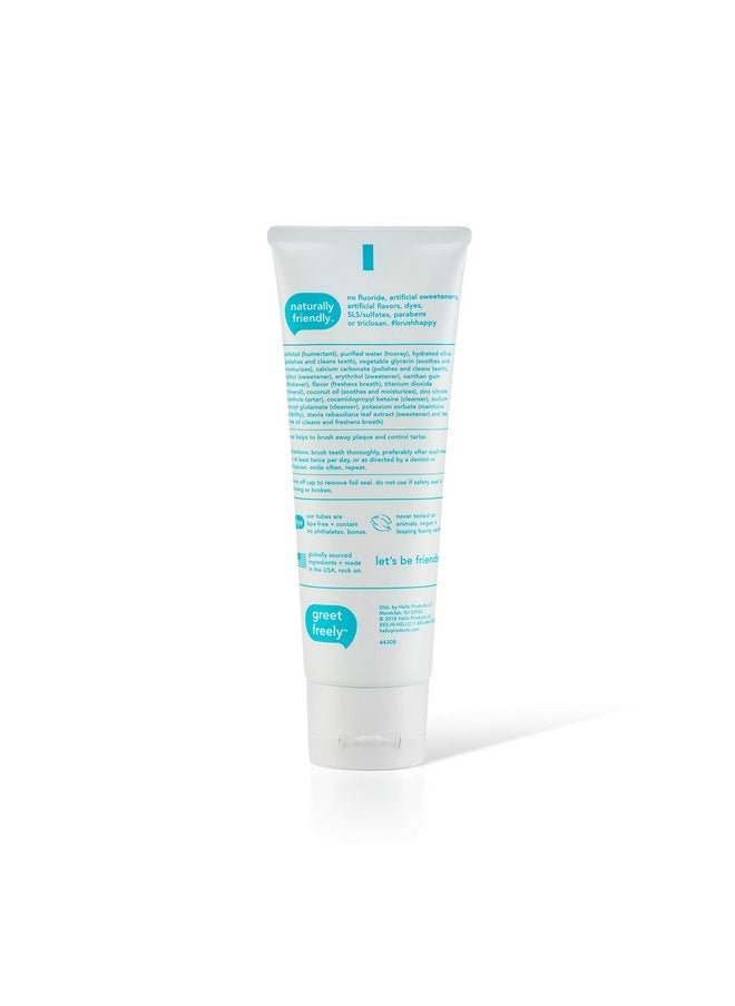 Hello Oral Care Fluoride Free Antiplaque and Whitening Toothpaste Vegan SLS Free with Tea Tree Oil Coconut Oil, Natural Peppermint, 4.7 Ounce
