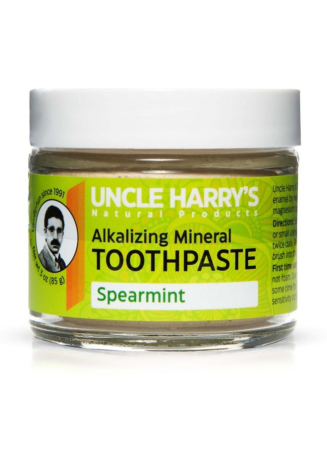Uncle Harry's Spearmint Remineralizing Toothpaste | Natural Whitening Toothpaste Freshens Breath & Promotes Enamel | Vegan Fluoride Free Toothpaste
